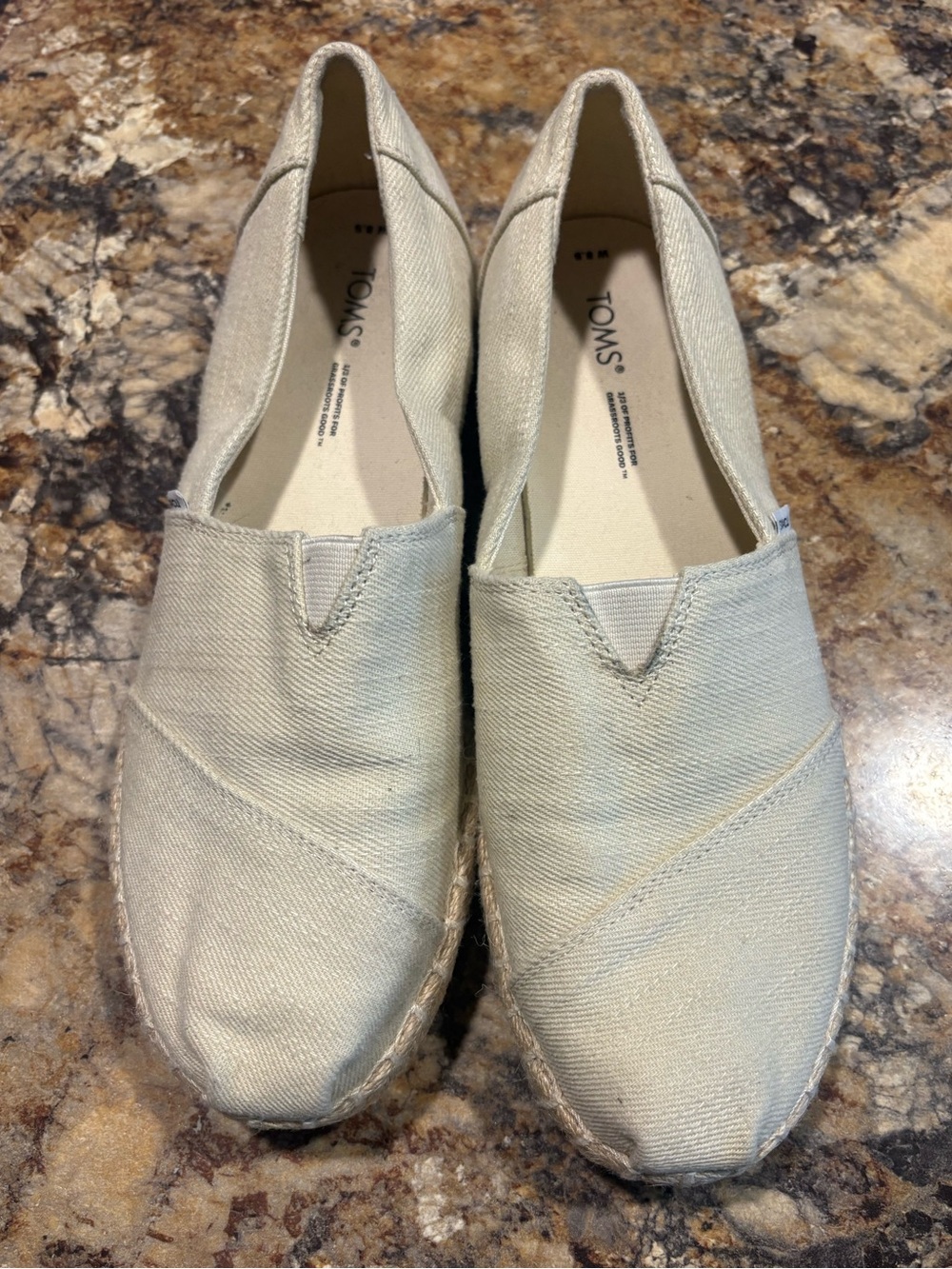TOMS Men’s Slip-On Espadrilles in Light Cream Canvas